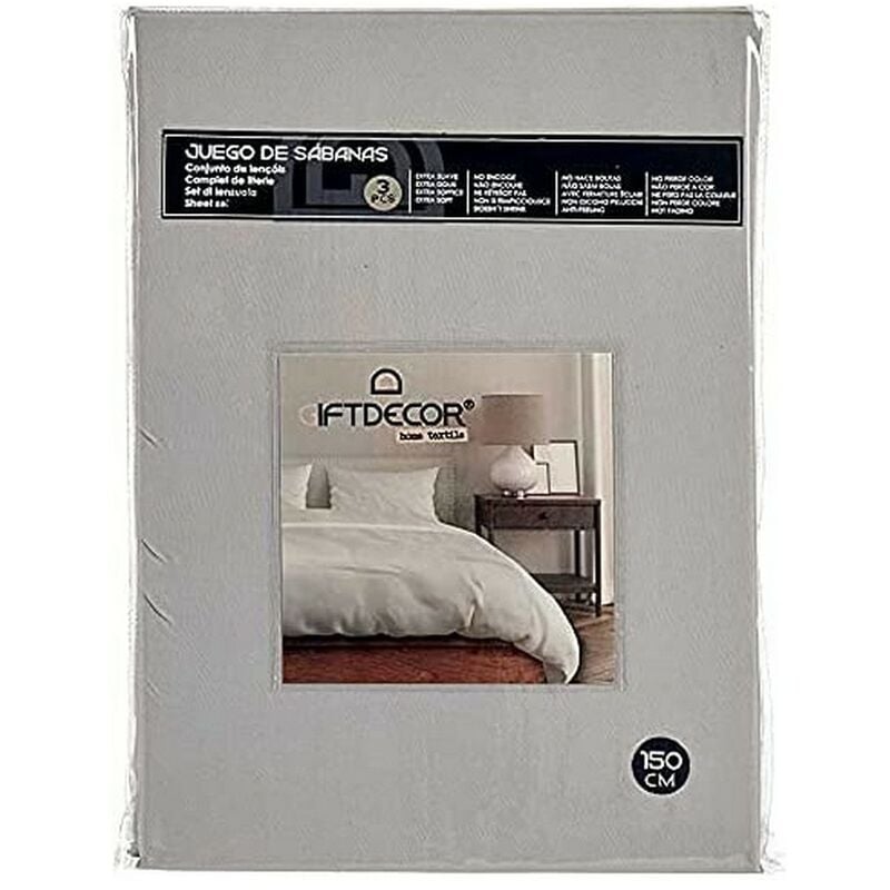 

Juego de Sábanas Cama de 150 Gris (3 Piezas)