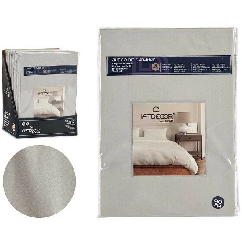 

BHD - Juego de Sábanas Cama de 90 Gris (3 Piezas)