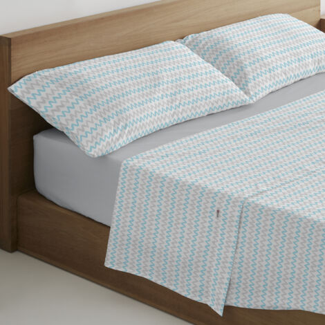 Juego de sábanas Cloe color azul. Cama de 160 cm. 4 piezas