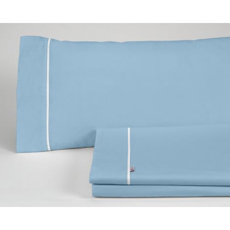 Juego de sábanas color azul celeste - Cama de 135/140 (3 piezas) - 100% algodón - 144 hilos. Gramage: 115
