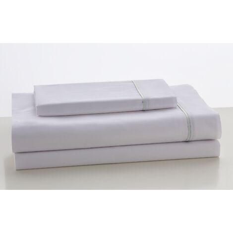 Juego de sábanas de algodón de 600 hilos color blanco. Cama de 150 (2 alm) cm. 4 piezas