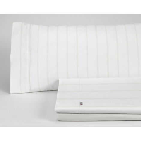 Juego de sábanas de algodón Rita color piedra. Cama de 180 cm. 4 piezas