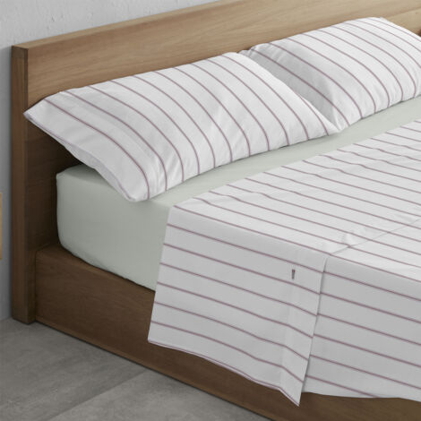 Juego de sábanas de algodón Rita color terracota. Cama de 150 cm. 3 piezas