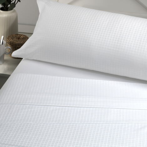 Juego de sábanas de satén Atia color blanco. Cama de 160 cm. 4 piezas