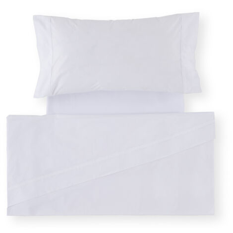 Juego de sábanas de satén color blanco. Cama de 200 cm. 4 piezas