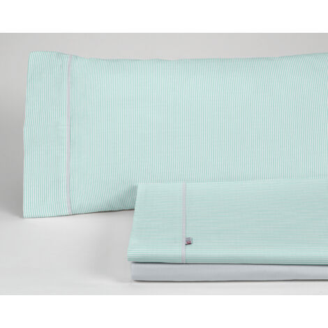 Juego de sábanas Greta color aqua - Cama de 150 (4 piezas) - 100% algodón - 200 hilos. Gramage: 125