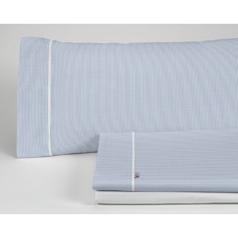 Juego de sábanas Greta color azul - Cama de 90 (3 piezas) - 100% algodón - 200 hilos. Gramage: 125