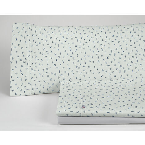 Juego de sábanas Iber color azul. Cama de 150 cm. 3 piezas