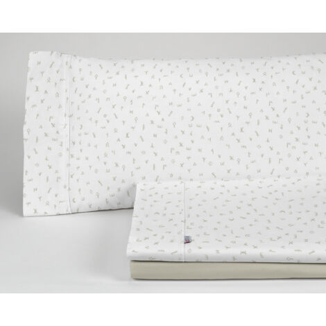 Juego de sábanas Iber color piedra. Cama de 160 cm. 4 piezas