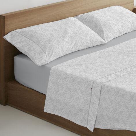 Juego de sábanas Lara color perla. Cama de 150 (2 alm) cm. 4 piezas