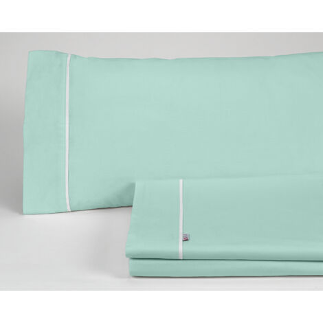 Juego de sábanas liso color aqua - Cama de 150 (3 piezas) - 50% algodón / 50% poliéster - 144 hilos. Gramage: 115