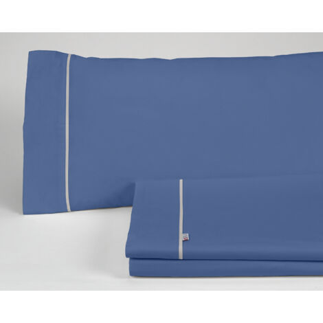 Juego de sábanas liso color azulón - Cama de 150 (3 piezas) -50% algodón / 50% poliéster - 144 hilos. Gramage: 115