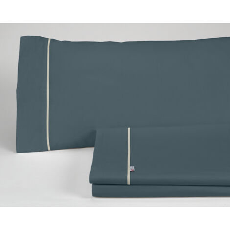 Juego de sábanas liso color gris - Cama de 135/140 (3 piezas) -50% algodón / 50% poliéster - 144 hilos. Gramage: 115