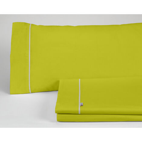 Juego de sábanas liso color pistacho - Cama de 150 (3 piezas) -50% algodón / 50% poliéster - 144 hilos. Gramage: 115