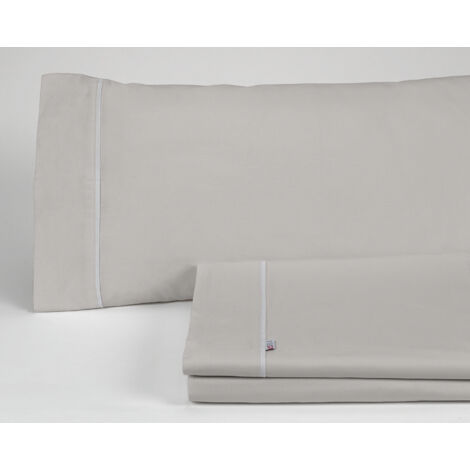Juego de sábanas liso color plomo - Cama de 135/140 (3 piezas) -50% algodón / 50% poliéster - 144 hilos. Gramage: 115