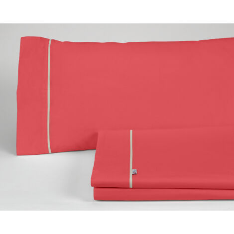 Juego de sábanas liso color rojo - Cama de 150 (3 piezas) - 50% algodón / 50% poliéster - 144 hilos. Gramage: 115