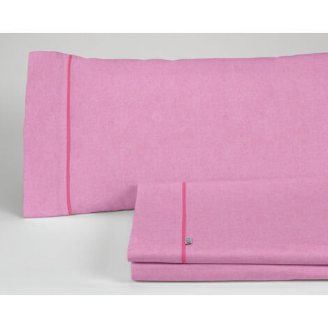 Juego de sábanas serie Alba color Chicle - Cama de 135/140 (3 piezas) - 50% algodón / 50% poliéster - 144 hilos