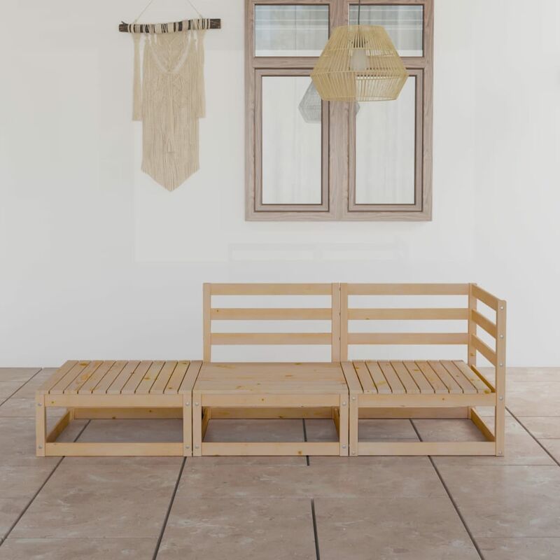 

Juego de salón de jardín 3 piezas madera maciza de pino