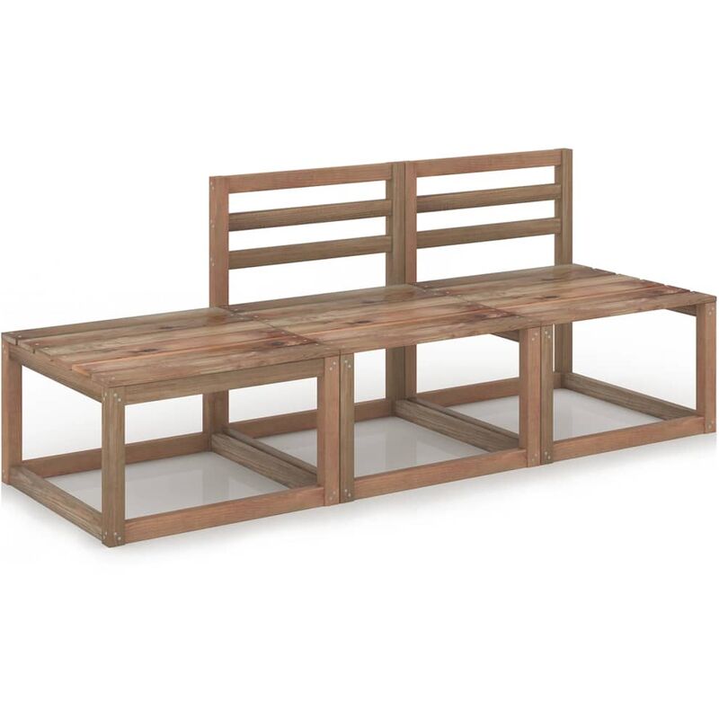 

Juego de salón de jardín 3 piezas madera pino impregnada marrón