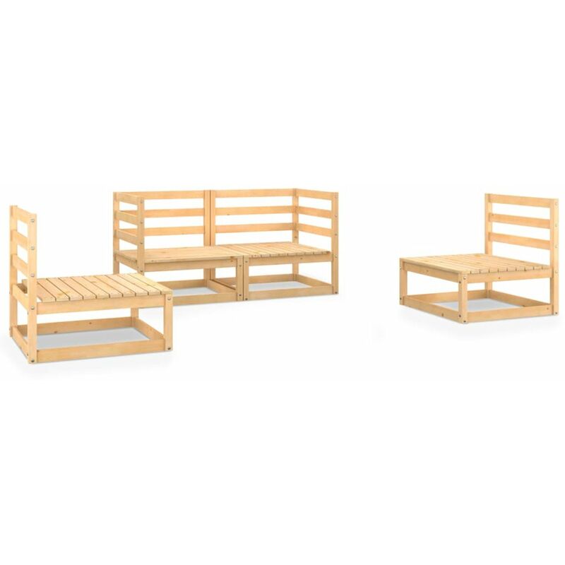 

Juego de salon de jardin 4 piezas madera maciza de pino