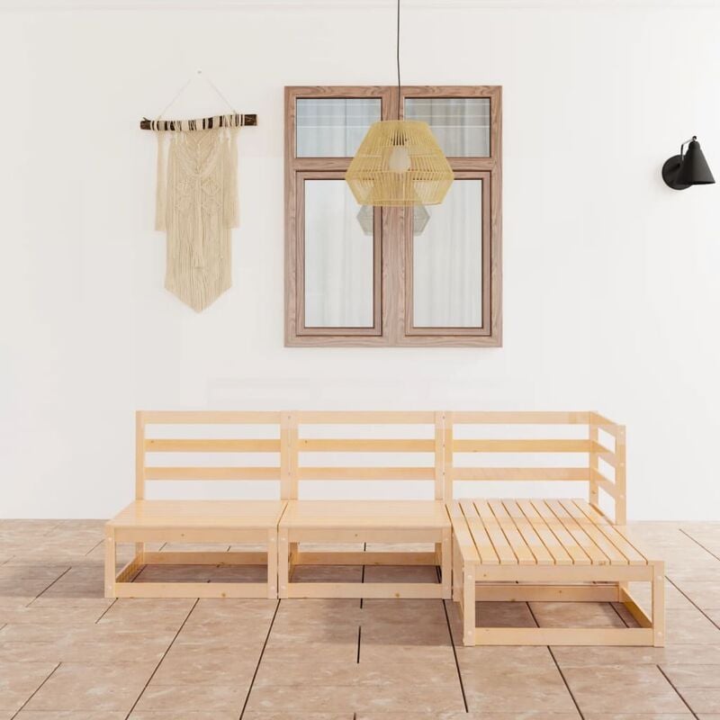 

Juego de salón de jardín 4 piezas madera maciza de pino