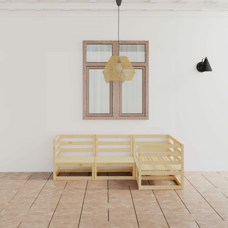 

Juego de salón de jardín 4 piezas madera maciza de pino