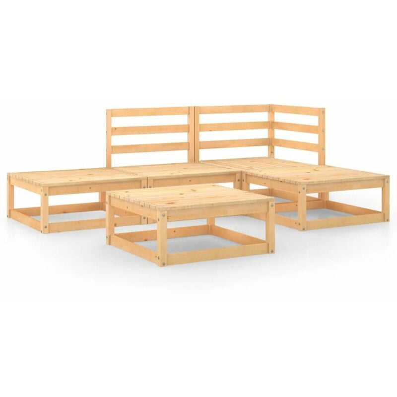 

Juego de salon de jardin 5 piezas madera maciza de pino