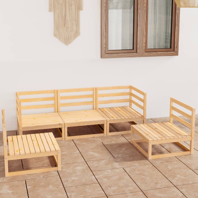 

Juego de salón de jardín 5 piezas madera maciza de pino