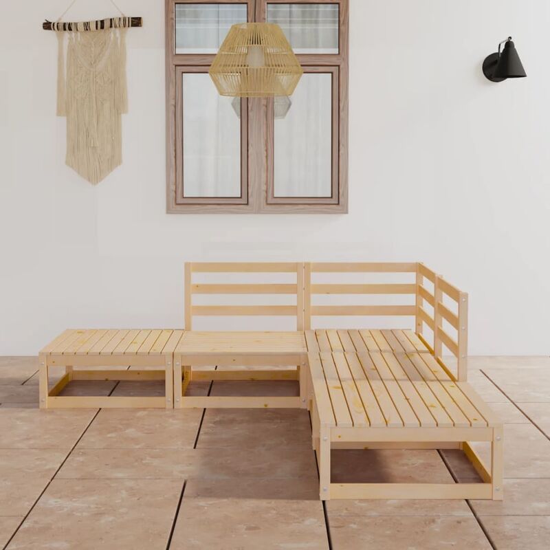 

Juego de salón de jardín 5 piezas madera maciza de pino