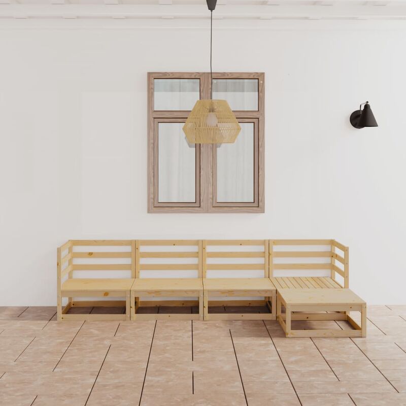 

Juego de salón de jardín 5 piezas madera maciza de pino
