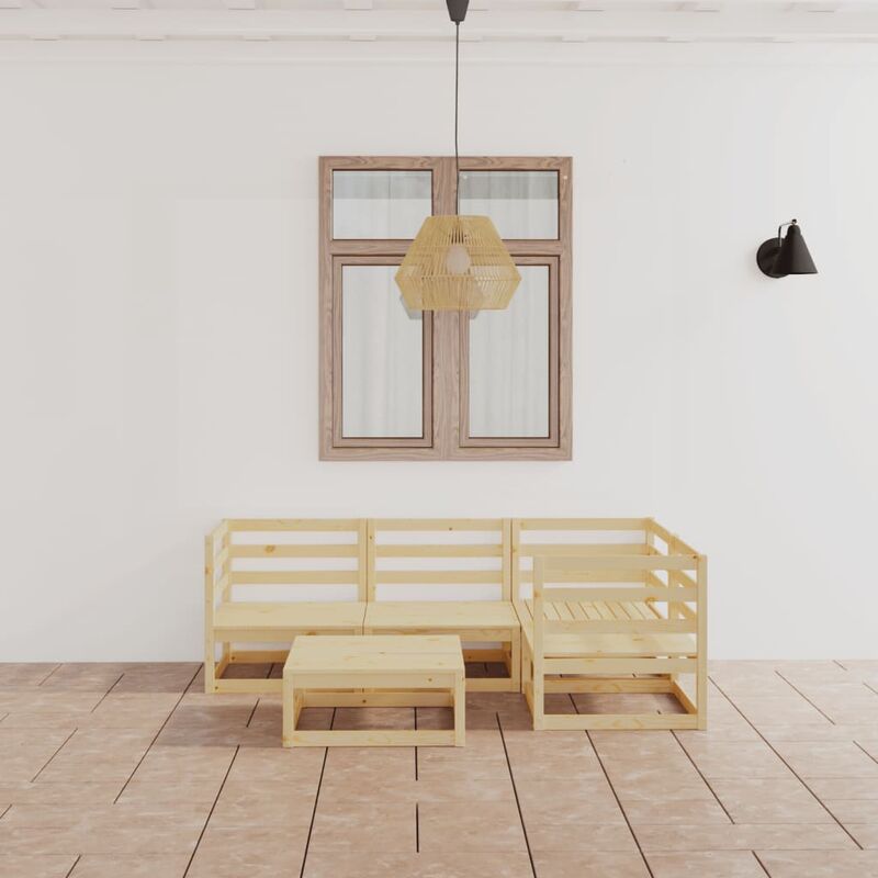 

Juego de salón de jardín 5 piezas madera maciza de pino