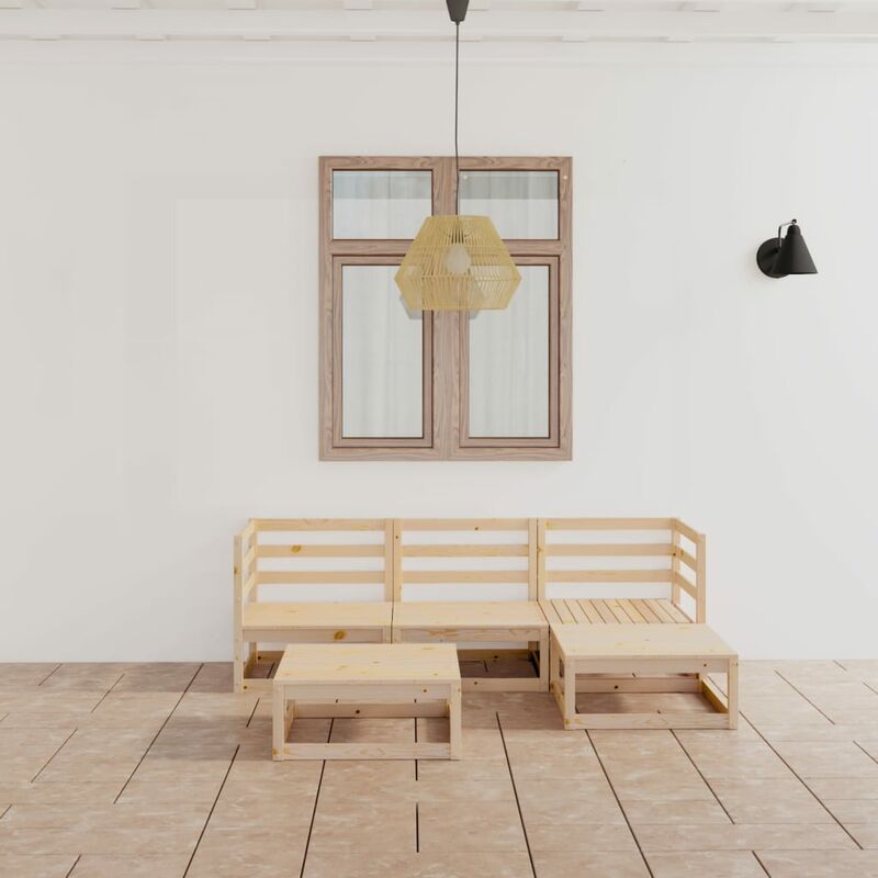 

Juego de salón de jardín 5 piezas madera maciza pino