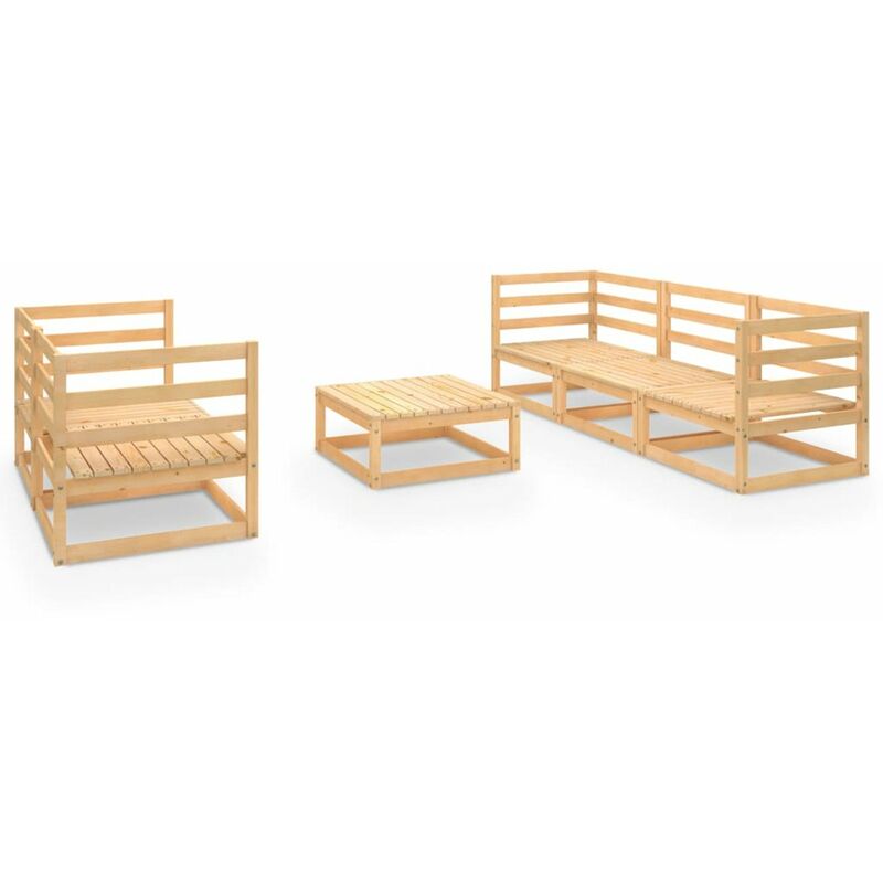 

Juego de salon de jardin 6 piezas madera maciza de pino