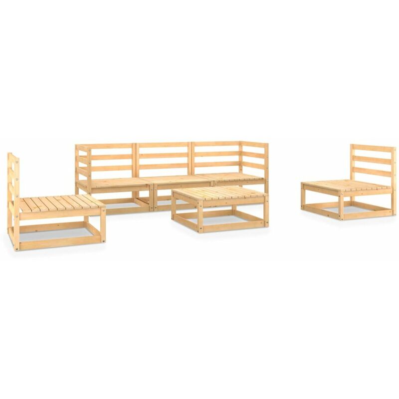 

Juego de salon de jardin 6 piezas madera maciza de pino