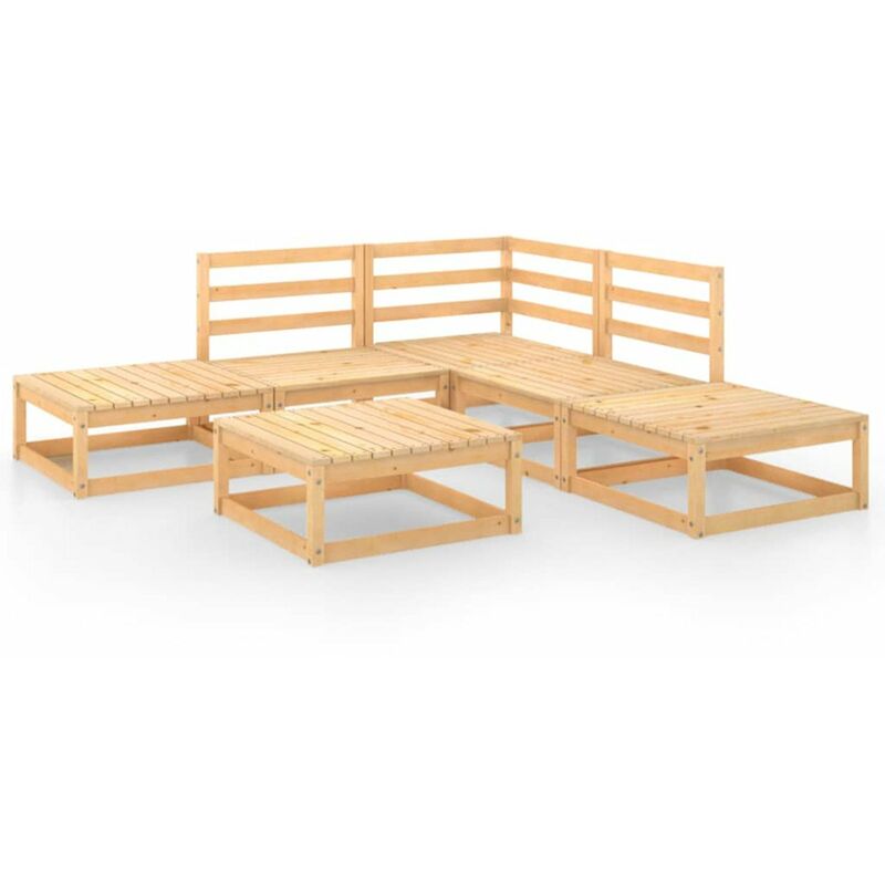 

Juego de salon de jardin 6 piezas madera maciza de pino