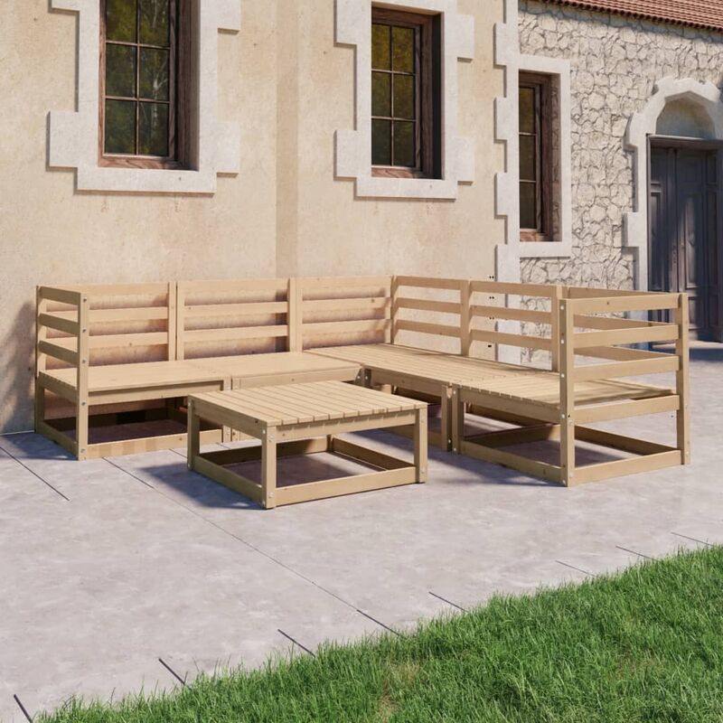 

Juego de salón de jardín 6 piezas madera maciza de pino