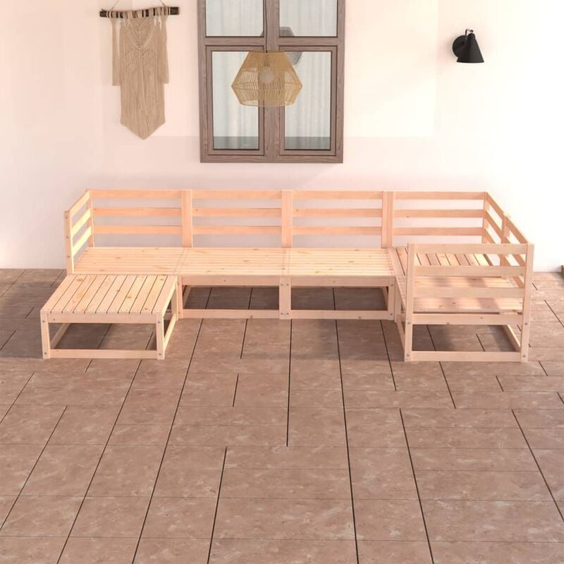 

Juego de salón de jardín 6 piezas madera maciza de pino