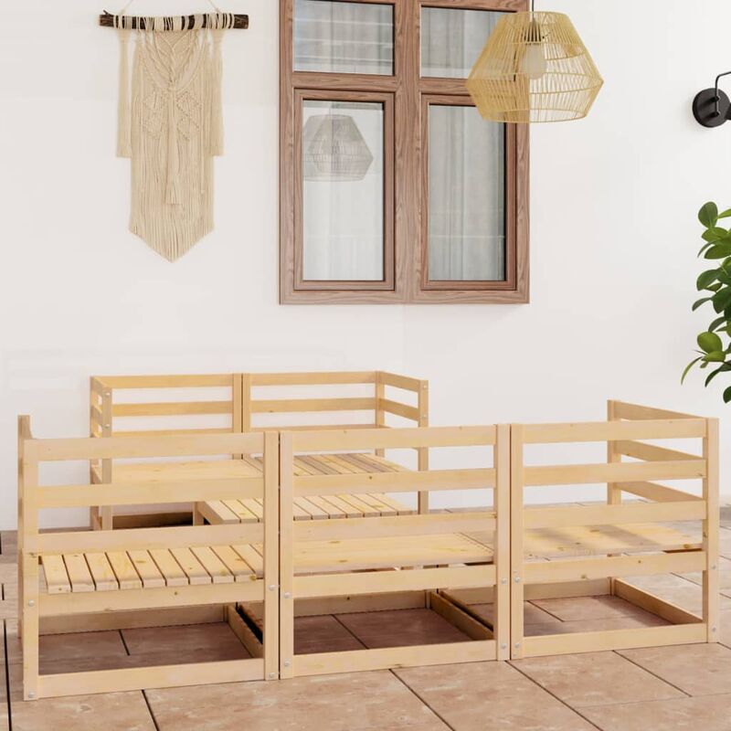 

Juego de salón de jardín 6 piezas madera maciza de pino