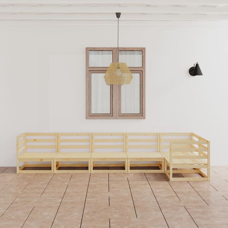 

Juego de salón de jardín 6 piezas madera maciza de pino