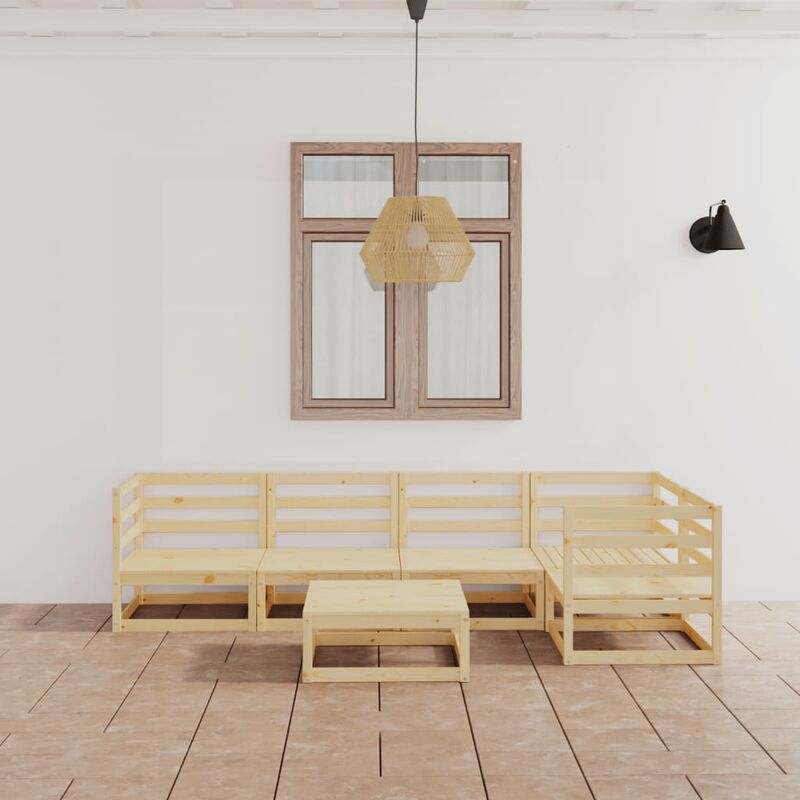 

Juego de salón de jardín 6 piezas madera maciza de pino