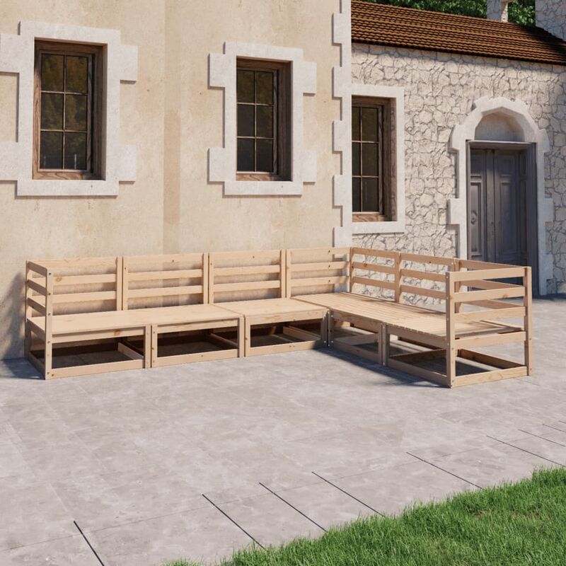 

Juego de salón de jardín 6 piezas madera maciza de pino