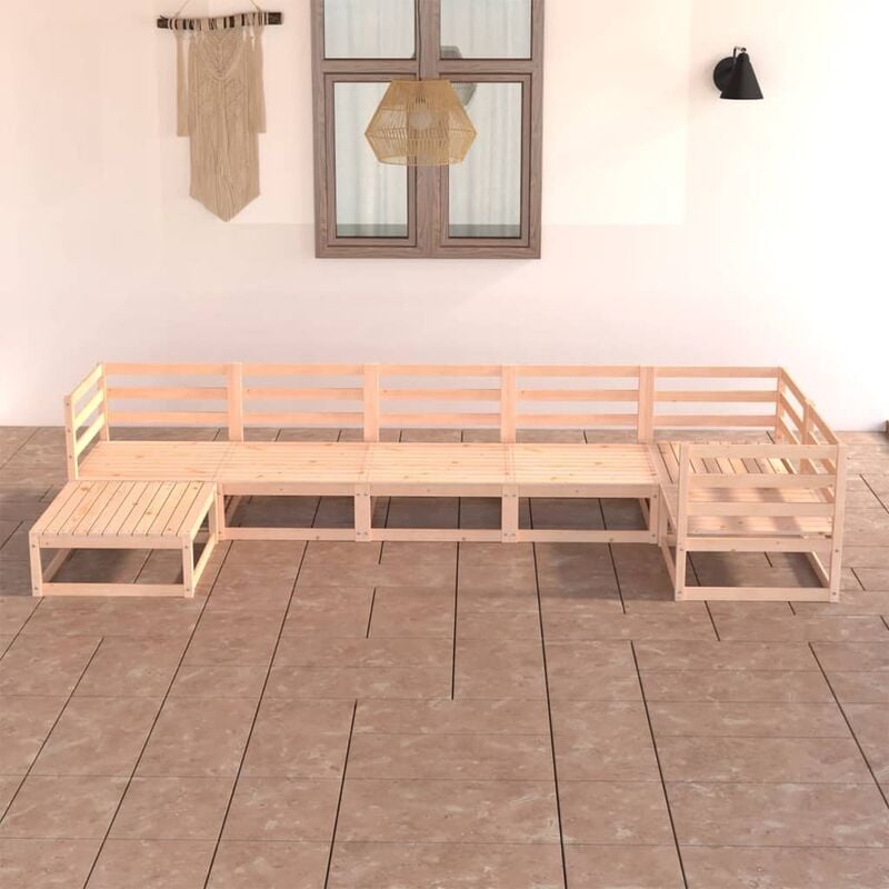 

Juego de salón de jardín 7 piezas madera maciza de pino