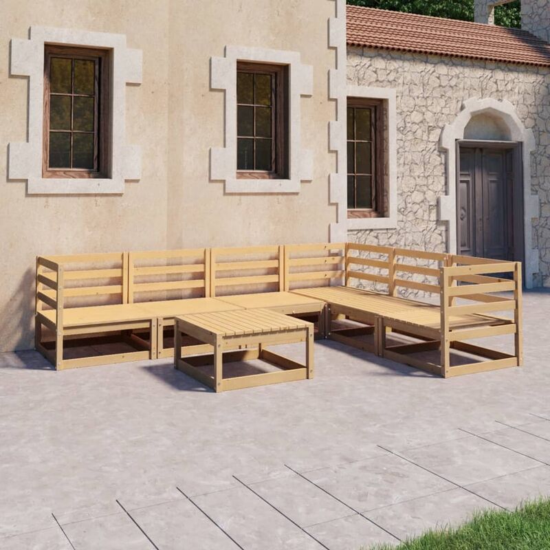 

Juego de salón de jardín 7 piezas madera maciza de pino
