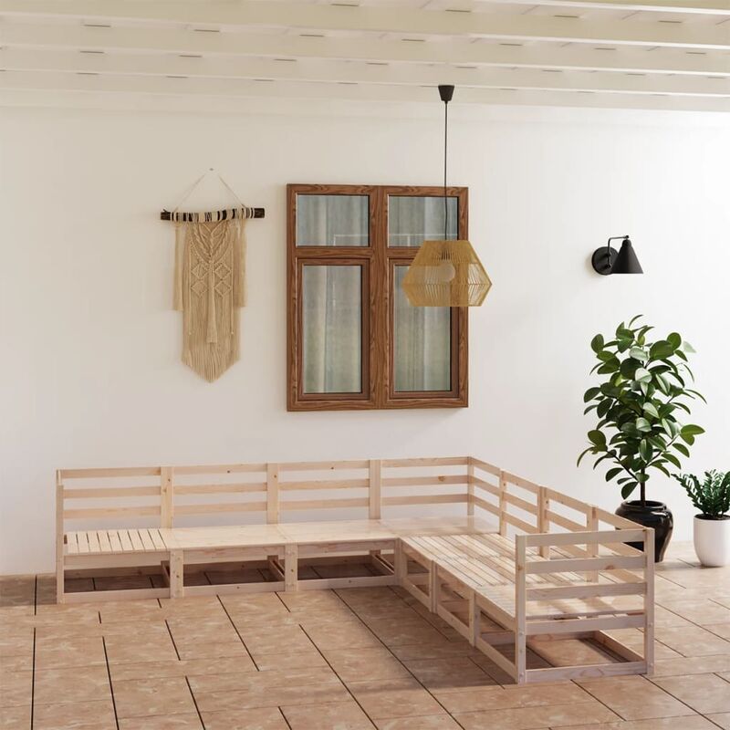 

Juego de salón de jardín 7 piezas madera maciza de pino