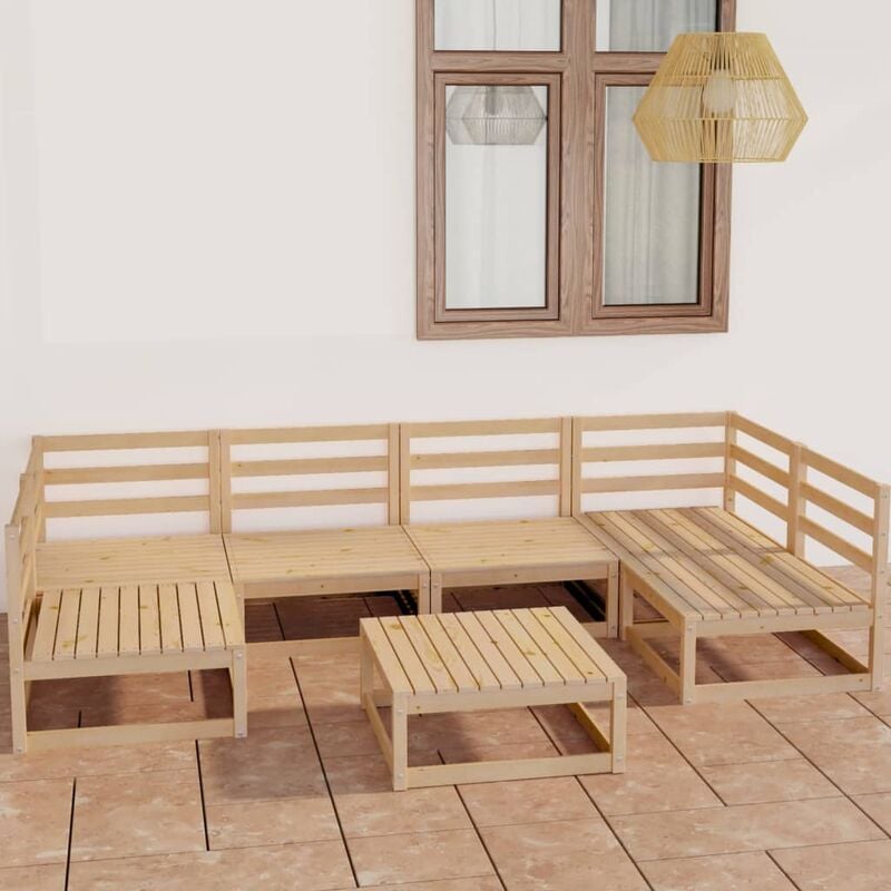 

Juego de salón de jardín 7 piezas madera maciza de pino