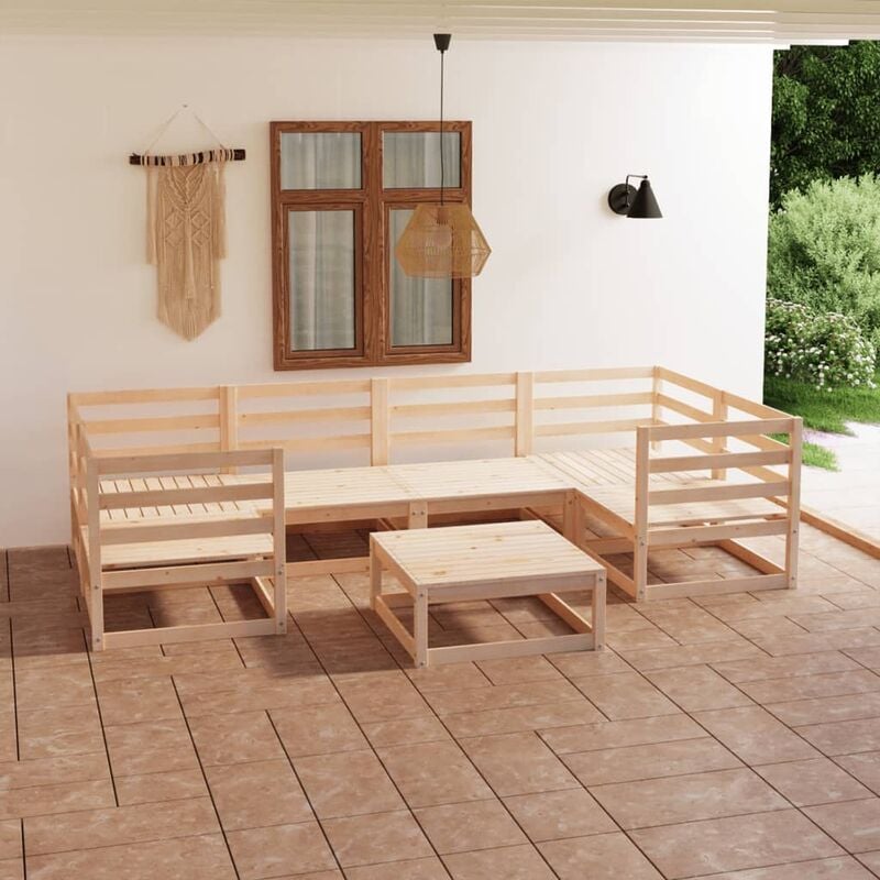 

Juego de salón de jardín 7 piezas madera maciza de pino