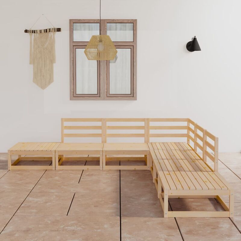 

Juego de salón de jardín 7 piezas madera maciza de pino