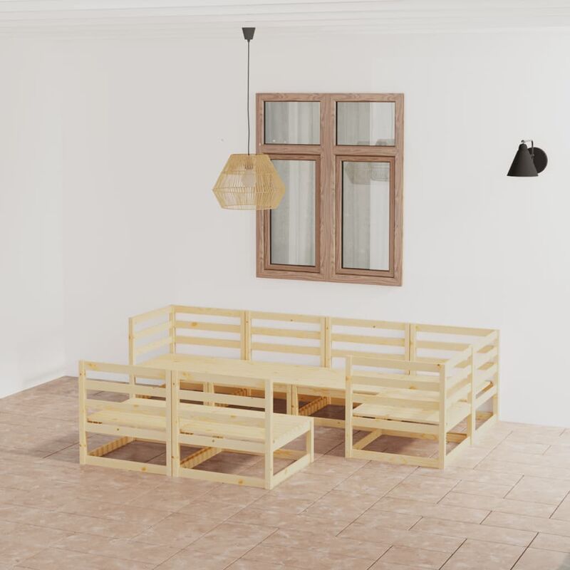 

Juego de salón de jardín 7 piezas madera maciza de pino