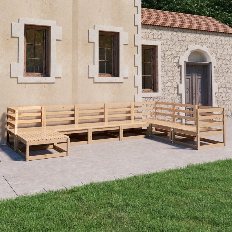

Juego de salón de jardín 8 piezas madera maciza de pino
