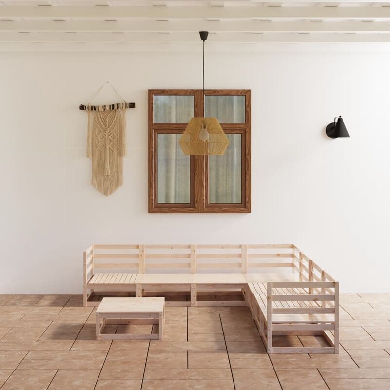 

Juego de salón de jardín 8 piezas madera maciza de pino